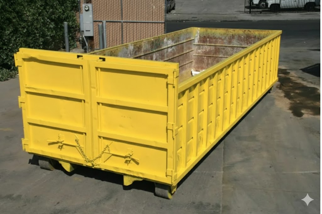 Yellow 25-yard dumpster